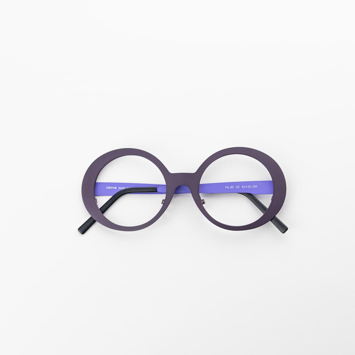 Flo 83 Viola — montatura Capys Eyewear | artigianato italiano